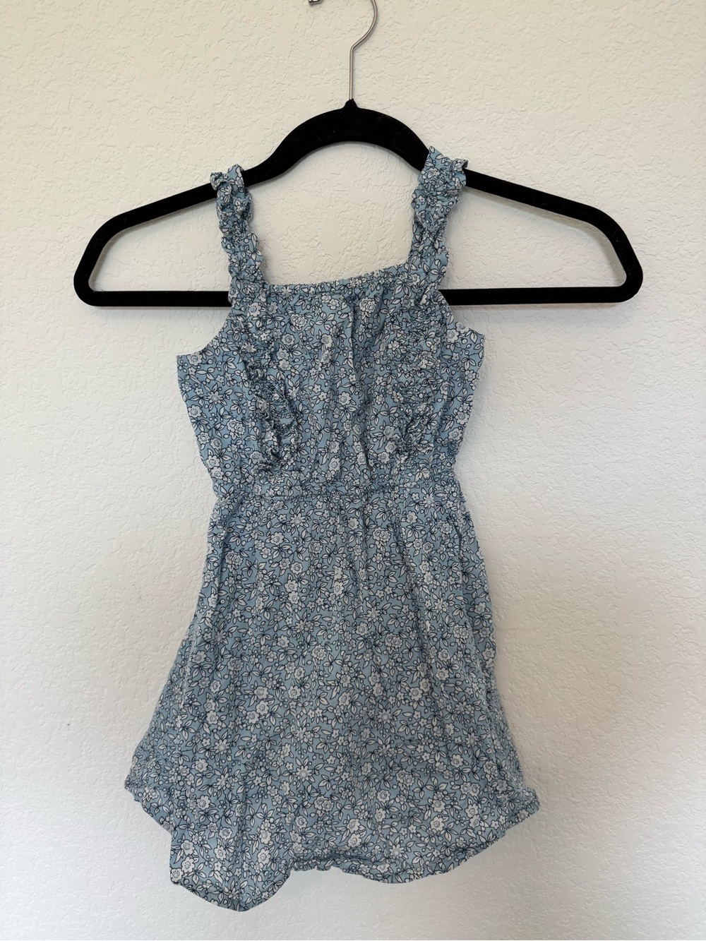 Crewcuts Light Blue Floral Sundress with Ruffled Straps